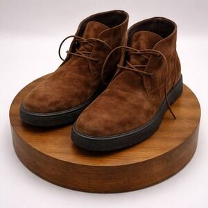 Cappagallo Men's Brown Suede Leather Lace Up Chukka Boots Ankle High Shoes 8 1/2